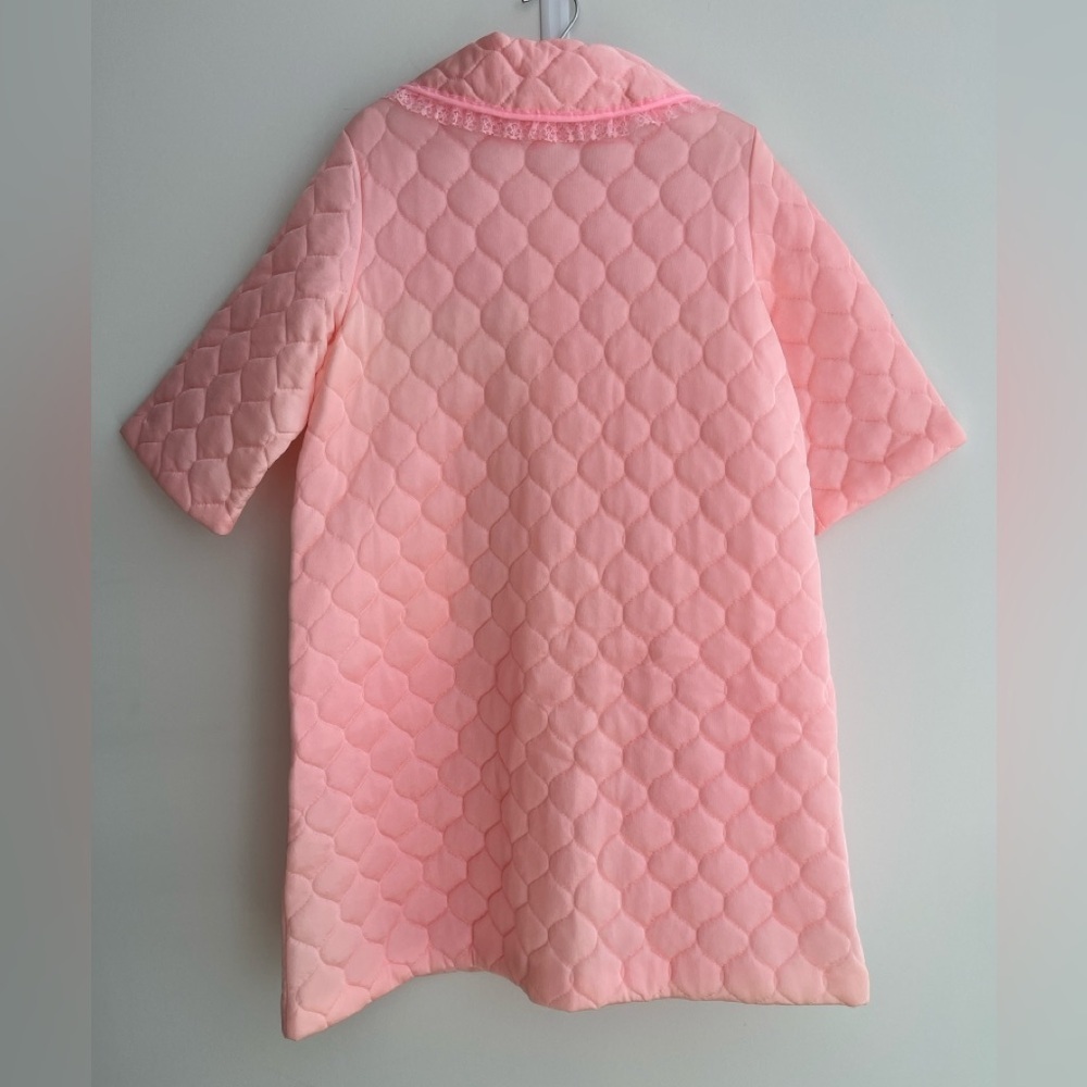 VINTAGE Hamilton Lingerie Pink Quilted Housecoat Robe Made Canada Retro 60's - Picture 3 of 15